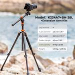 K&F Camera Tripod Lightweight, K234A7+BH-28L, EXTENSION ARM KIT - Image 4