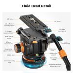 K&F Fluid Head Camera Tripod VA3+BV60 - Image 3