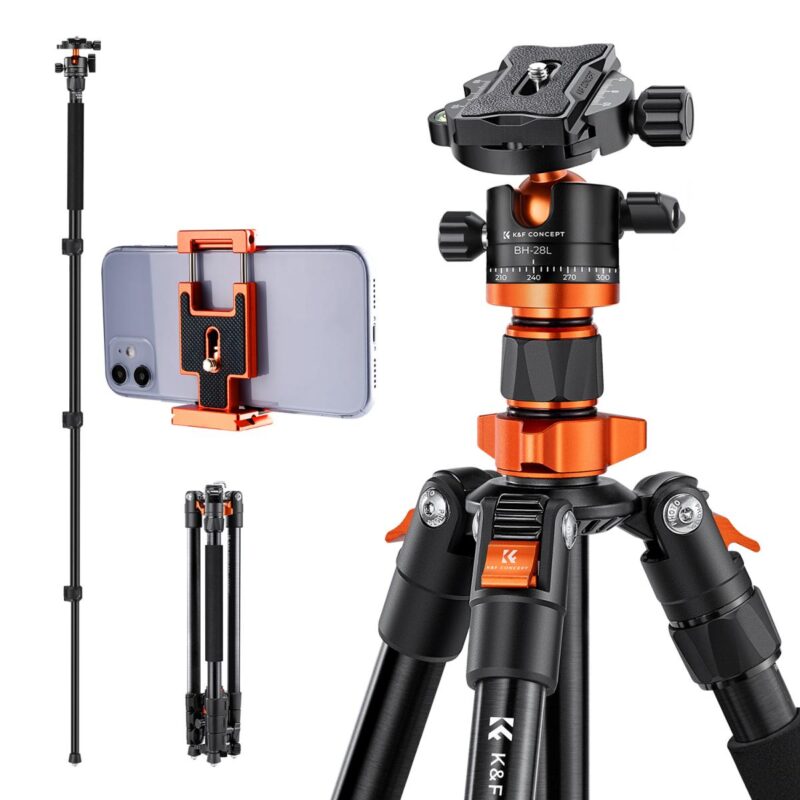 K&F Aluminum Tripod for DSLR K254A1+BH-28L QU