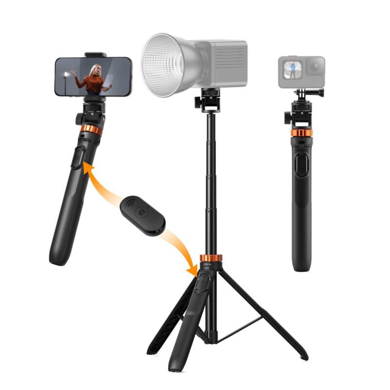 K&F Concept Selfie Stick Tripod, with Phone Holder, Detachable Remote Control