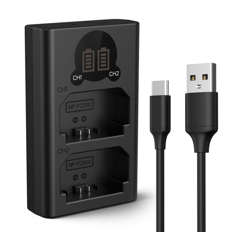 K&F NP-FZ100 Dual Battery Charger with LCD Screen