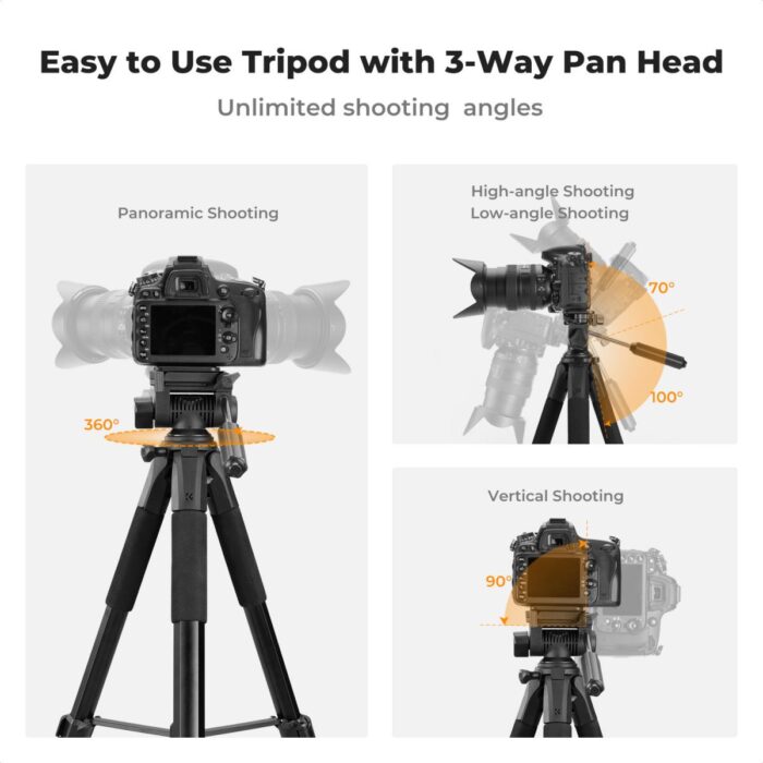 K&F Concept Lightweight Tripod, Tablet, Phone Camera S255A3+BV01