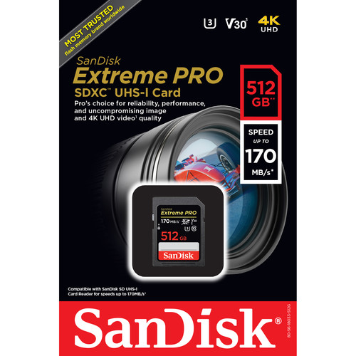 SanDisk 512GB Extreme PRO UHS-I SDXC Memory Card Camerajoint