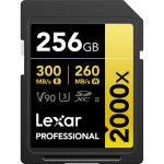 Lexar 256GB Professional Card 300MBs260MBs v90 2000x UHS-II SDXC Gold